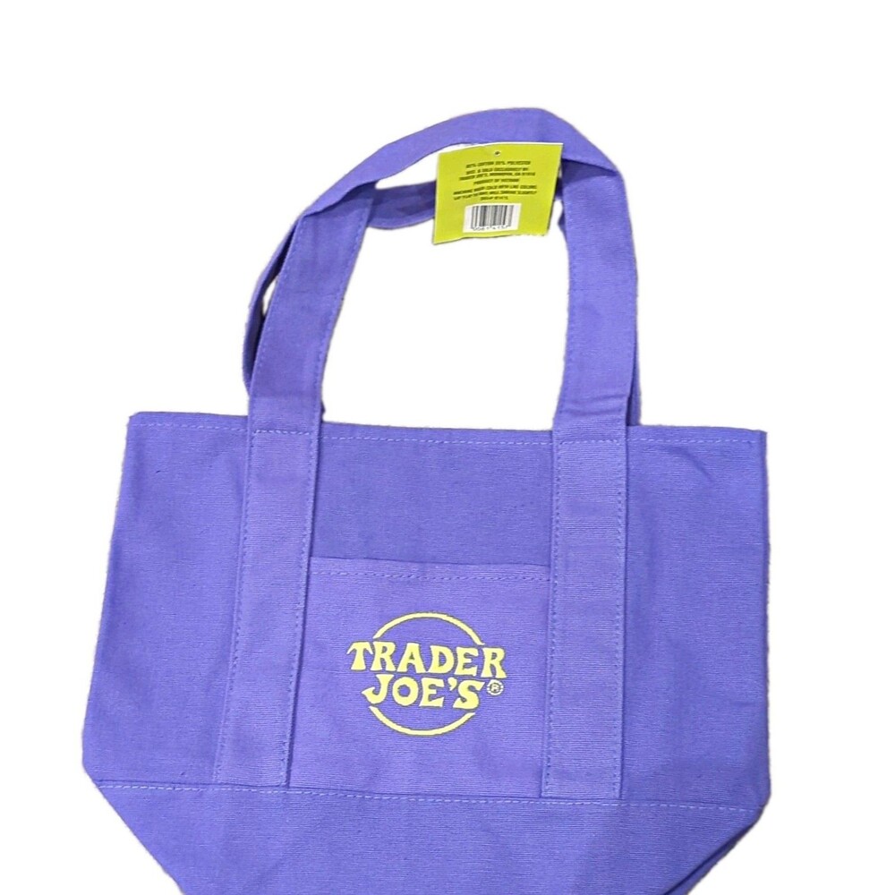 NEW Trader Joe's Trick or Treat Camvas Tote Bag Purple Logo Small
